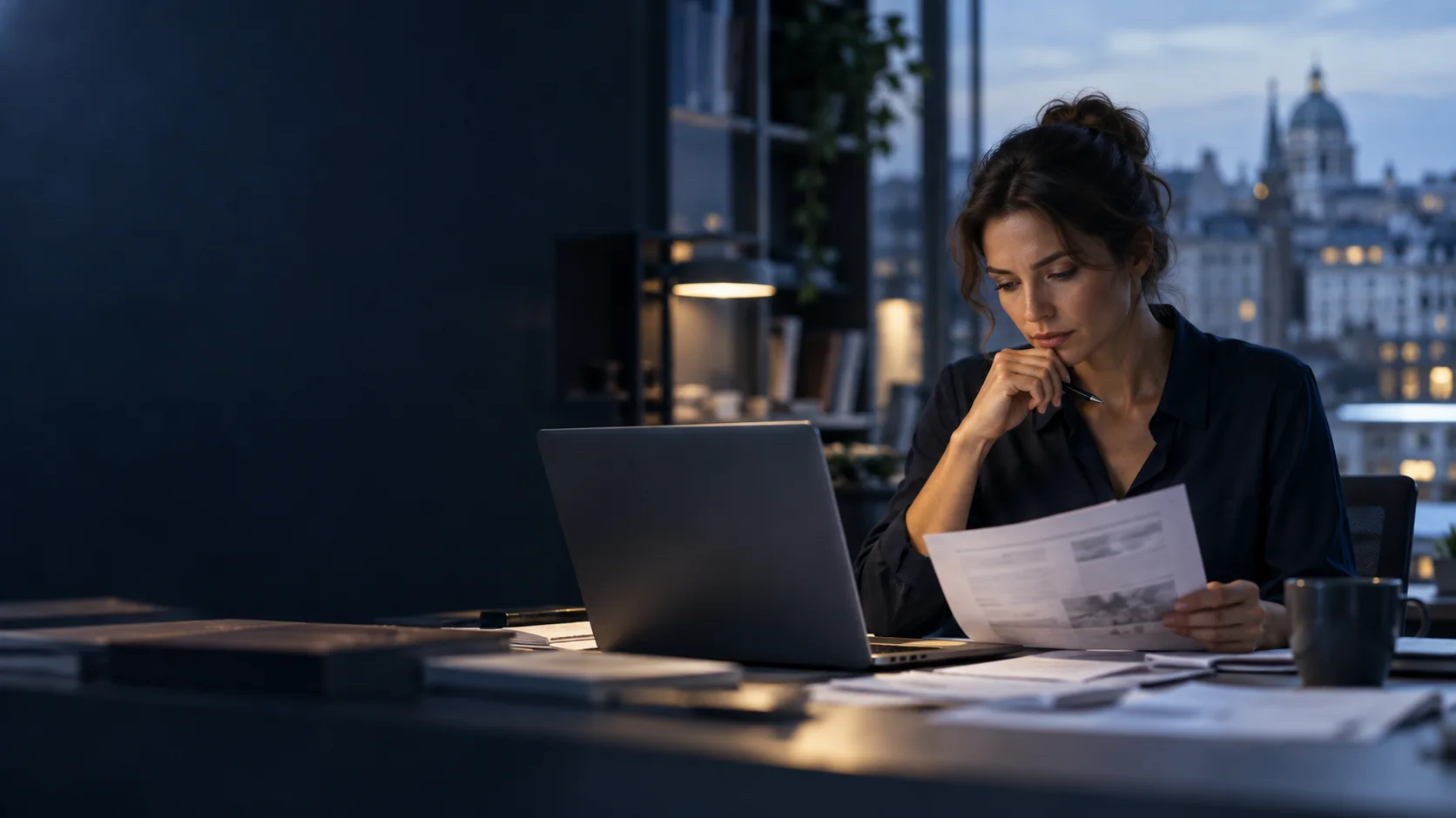 A person reviewing information on a digital device